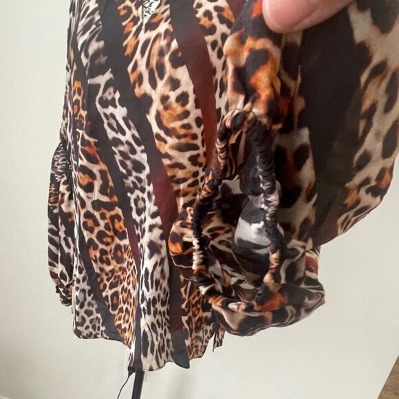 KOBI HALPERIN BLOUSE SILK FALLON MIX LEOPARD-PRINT SZ S EMBELLISHED AESTHETIC - Picture 11 of 16